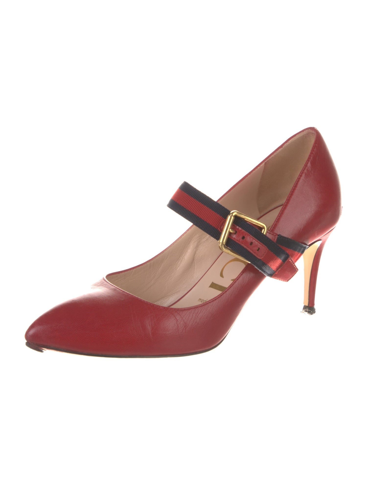 Gucci Sylvie Web Accent Leather Pumps